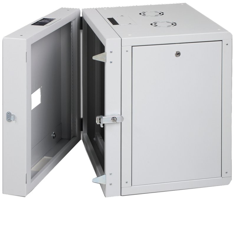DIGITUS Armoire murale 19" avec cadre pivotant, 12 HE, gris clair, 600×610×624 mm